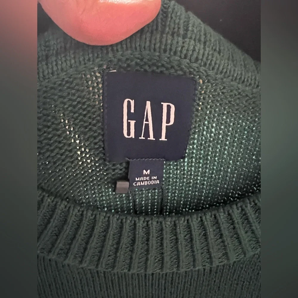 NWT GAP Deep Teal 100% Cotton Split Seam Crew Neck Knit Ribbed Sweater Cozy